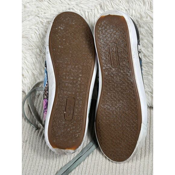 Coach Barrett Shoes Womens Size 8.5 Butterfly Print Leather Canvas Sneakers - Picture 9 of 10